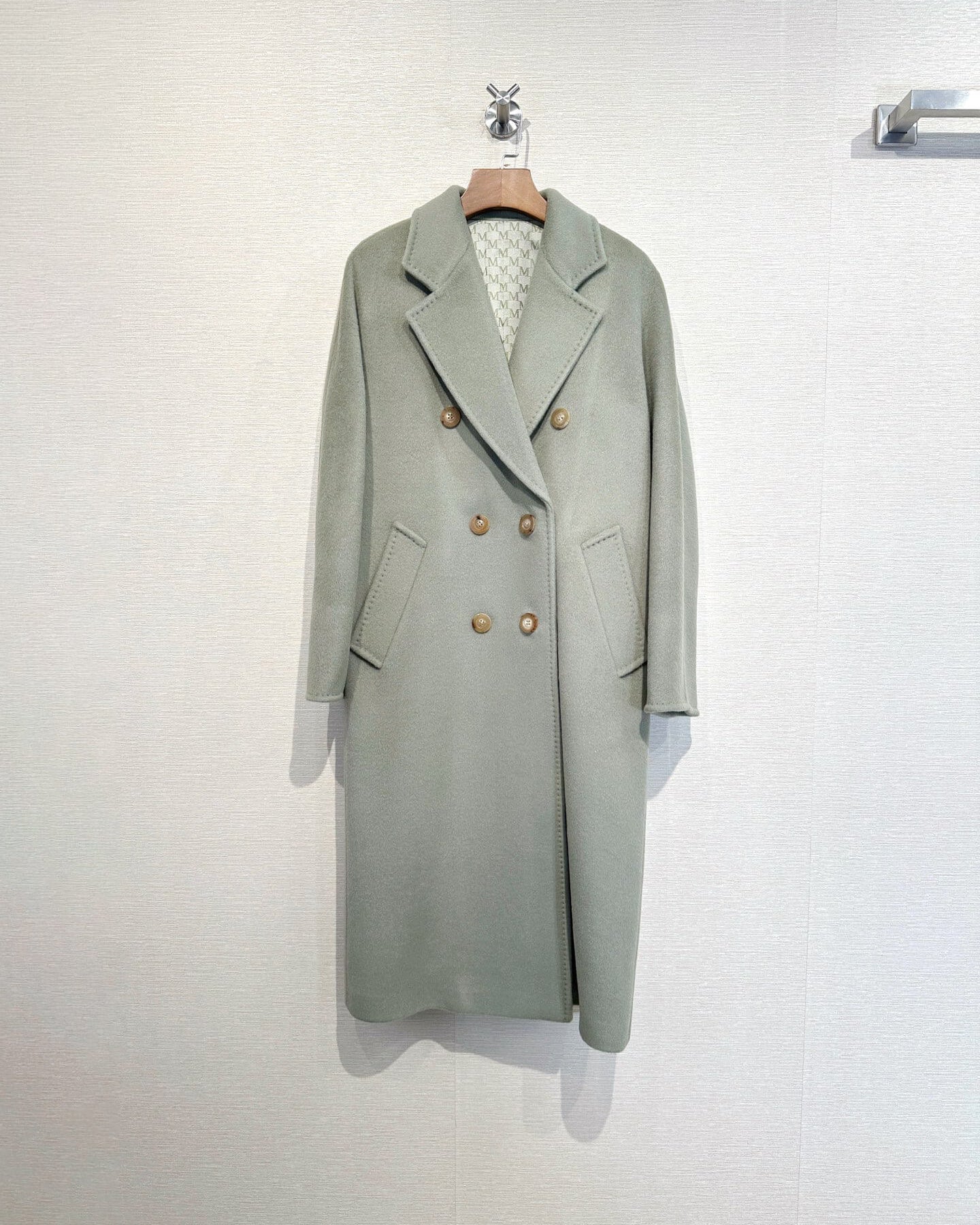 Women’s Double-Faced 100% Wool & Cashmere Double-Breasted Coat - SAGE GREEN