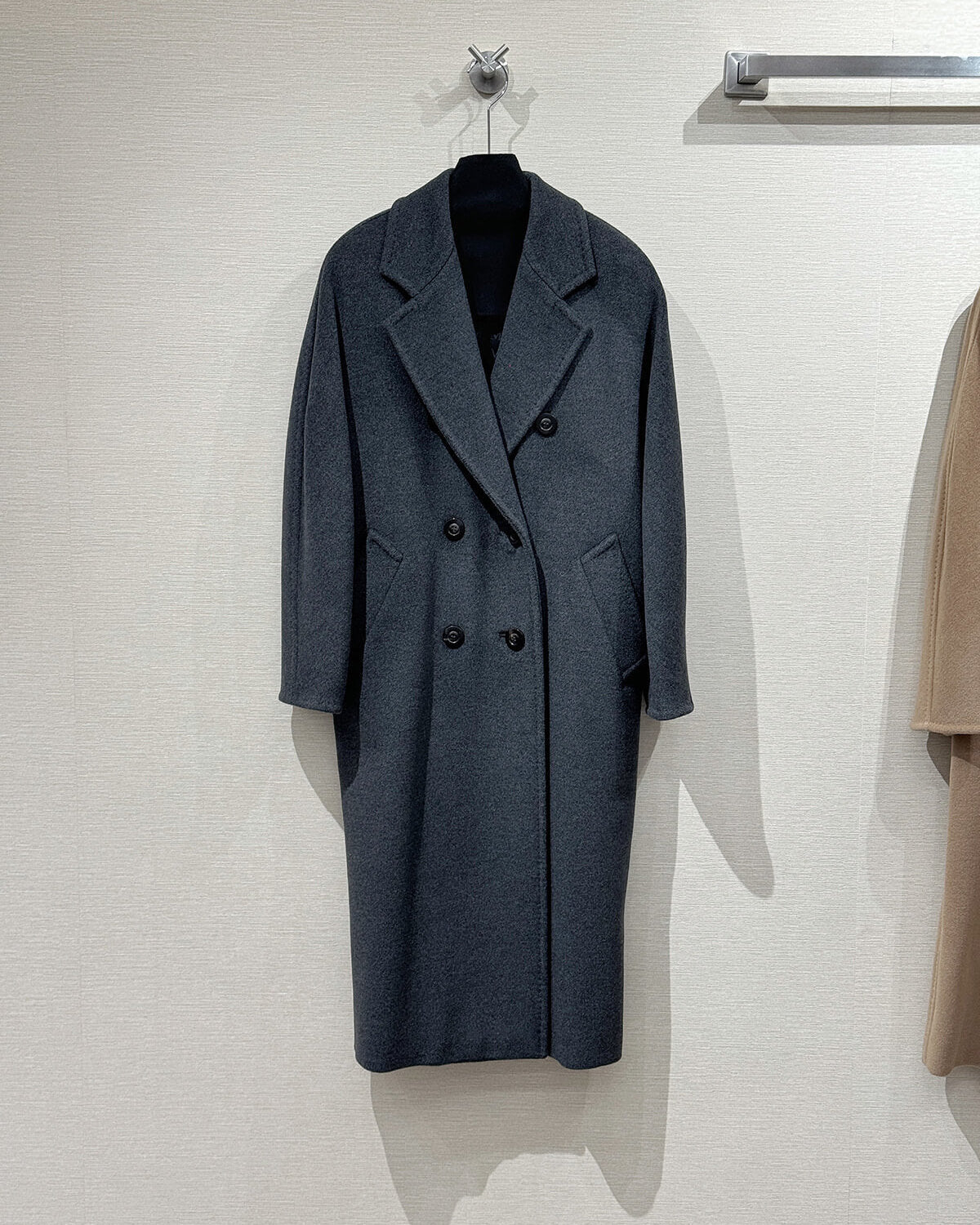 Women’s Double-Faced 100% Wool & Cashmere Double-Breasted Coat - CHARCOAL MIST