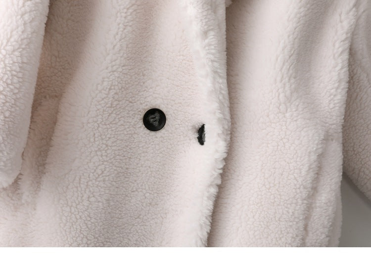 Teddy Bear Icon 100% Wool&Cashmere Coat–Ivory with Hood