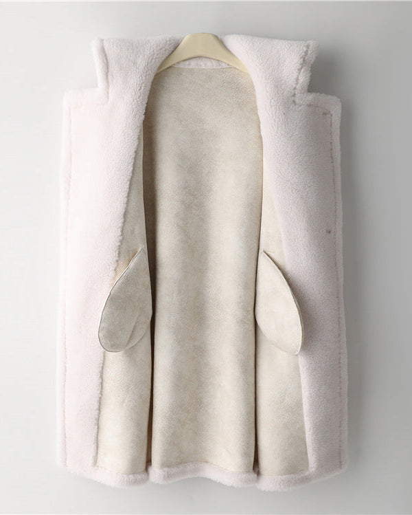 Teddy Bear Icon 100% Wool&Cashmere Coat–Ivory with Hood