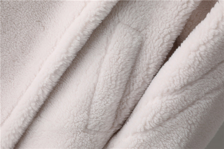 Teddy Bear Icon 100% Wool&Cashmere Coat–Ivory with Hood