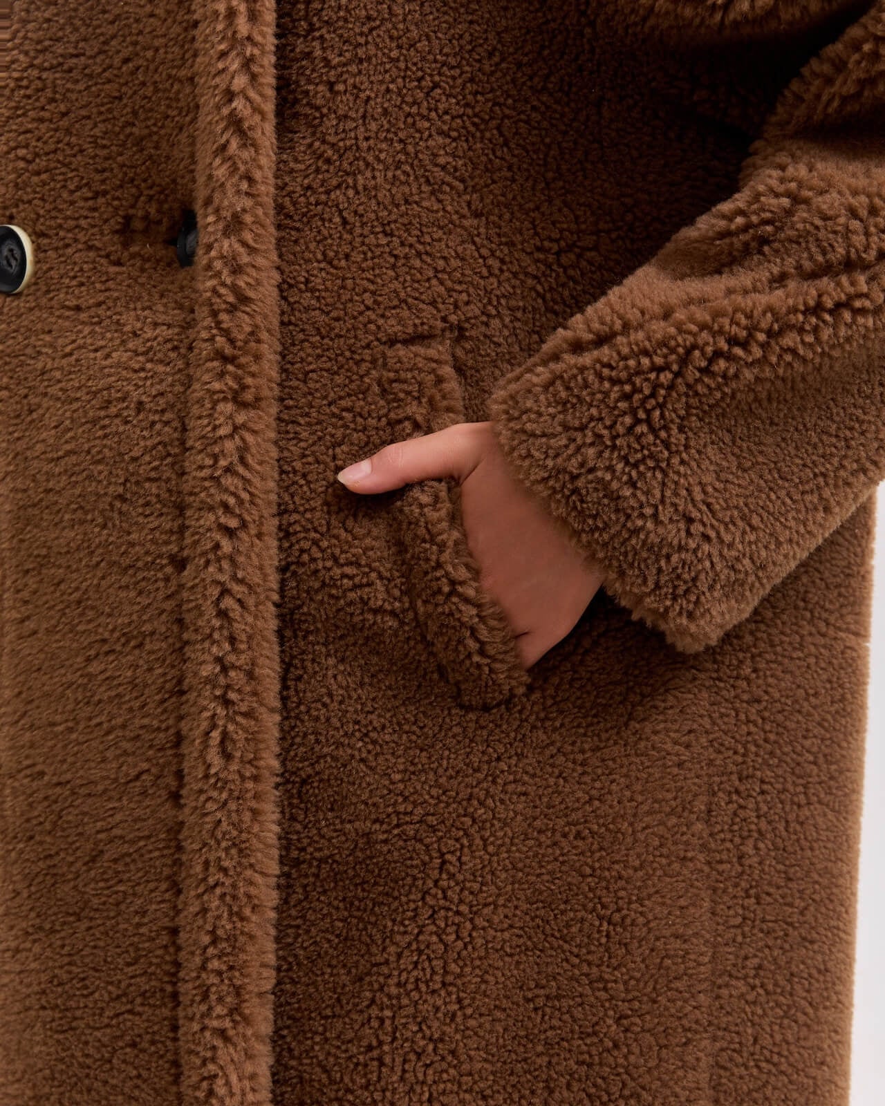 Teddy Bear Icon 100% Wool&Cashmere Coat–Brown with Hood